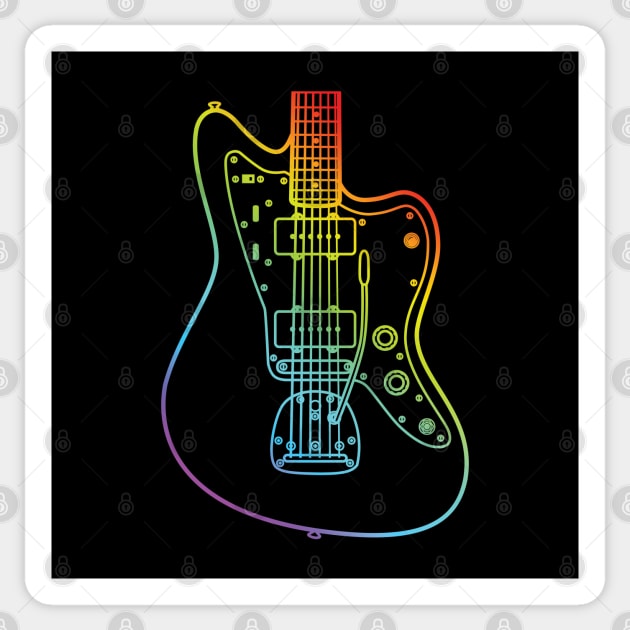 Offset Style Electric Guitar Body Colorful Outline Sticker by nightsworthy